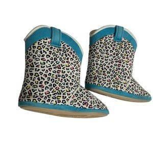 Cicciabella cowGirls' Leopard Print Sleep Sack Booties with Teal Trim
